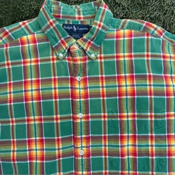 Vtg Ralph Lauren Tartan Plaid Button Down Long Sleeve Oxford Shirt RARE COLOR L - Picture 3 of 8